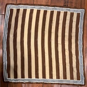 Vintage Fendi Striped Brown and Tan Handkerchief/Neck Scarf